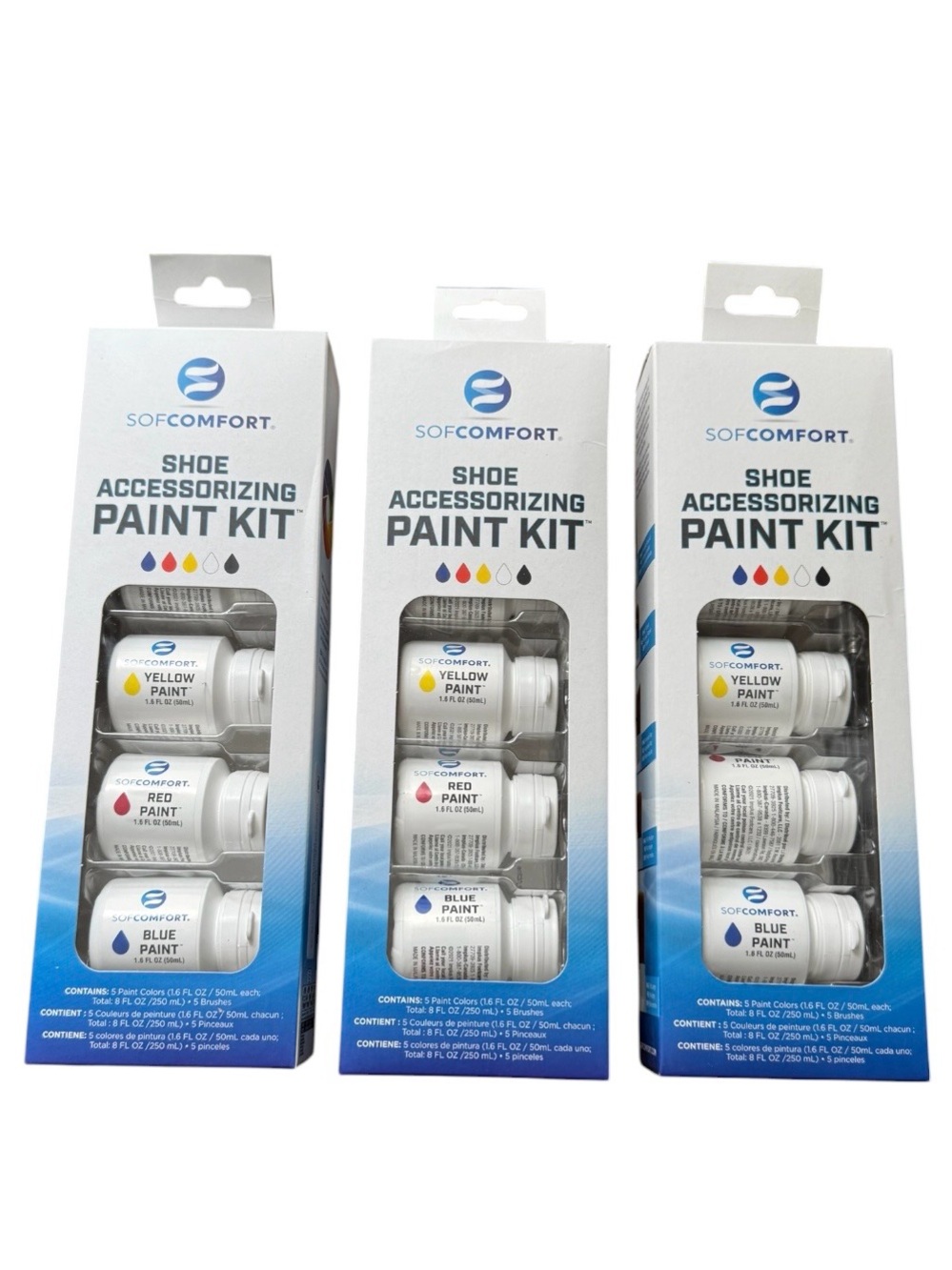 Bundle of Three Shoe Accessorizing Paint Kits For Customizing Footwear